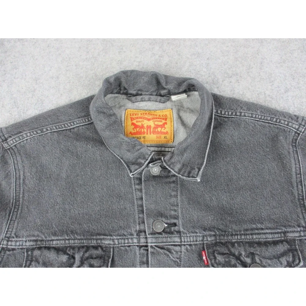 Levis Jacket Mens Extra Large Black Vintage Fit Denim Tyoe III Trucker Coat